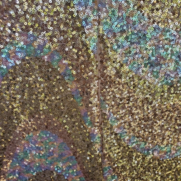 New Sequin Mini Dress Flare Sleeve Stretchy Pastel Champagne Size M NWT! Rose - Picture 3 of 12